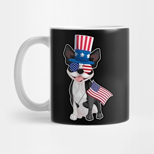 Boston Terriers Uncle Sam Hat Sunglasses Usa Flag 4th Of July Mug